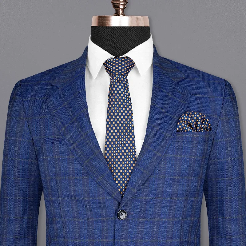 Cloud Burst Blue Plaid Wool Rich Blazer