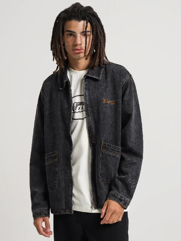 Denim Work Jacket in Washed Black