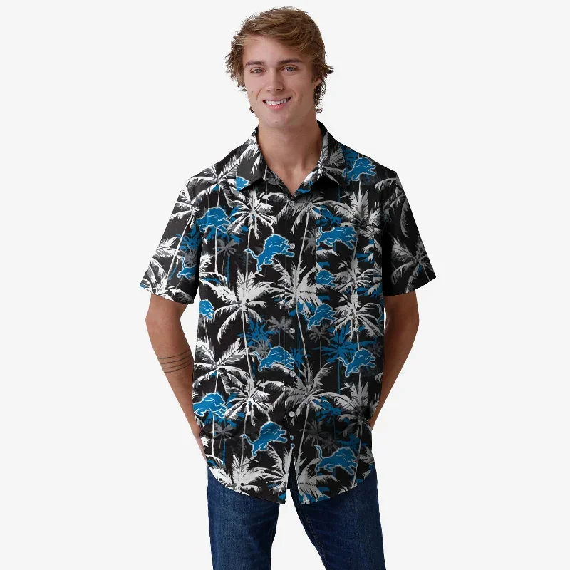 Detroit Lions Black Floral Button Up Shirt