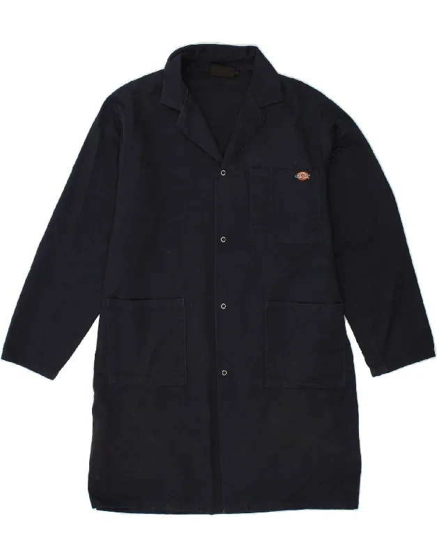 DICKIES Mens Workwear Overcoat UK 38 Medium Navy Blue Polyester