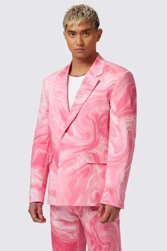 Drogba Oversized Pink Abstract Cotton Jacket