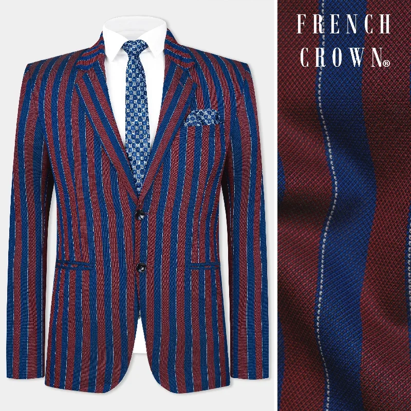 Espresso Red and Downriver Blue Striped Wool Rich Blazer