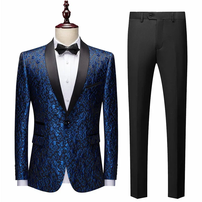 Floral Jacquard Suit Tuxedos Man Set