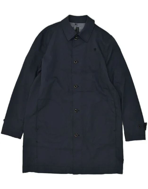 G-STAR Mens Overcoat UK 42 XL Navy Blue Polyester