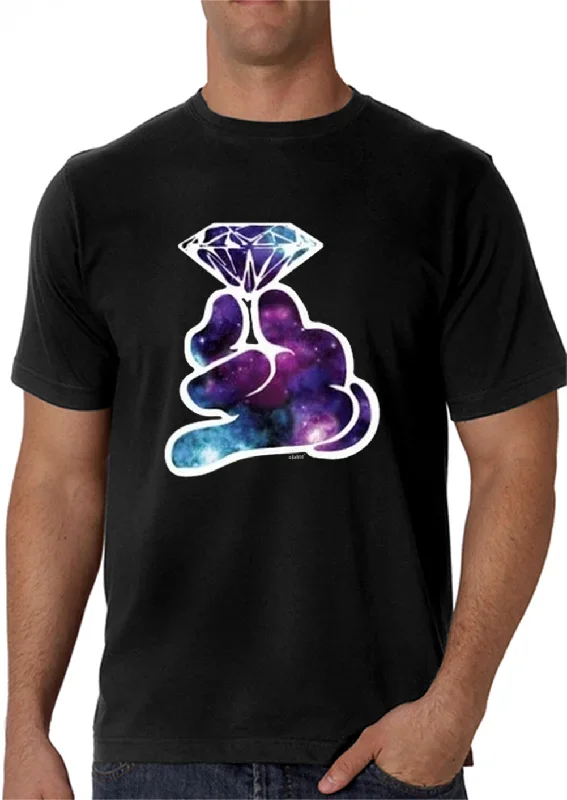 Galaxy Cartoon Hand Holding Diamond Men's T-Shirt