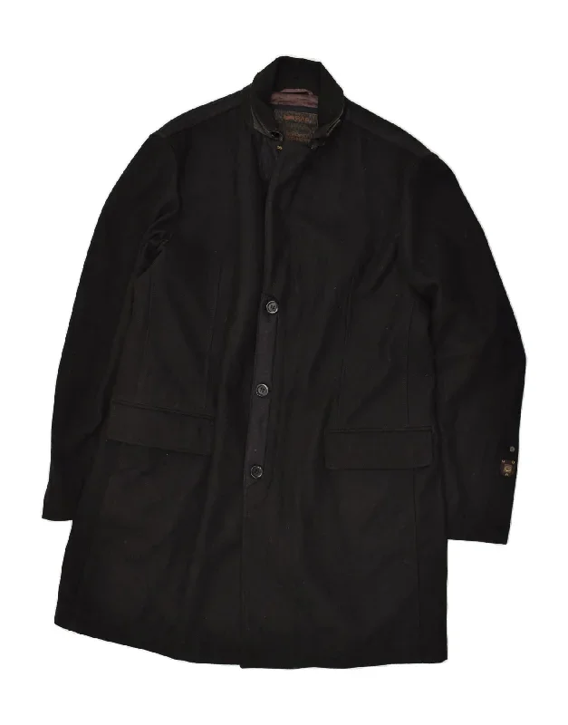 GAS Mens Overcoat UK 42 XL Black Wool