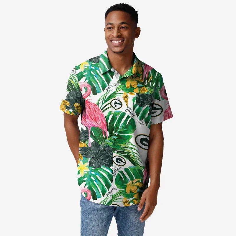 Green Bay Packers Flamingo Button Up Shirt