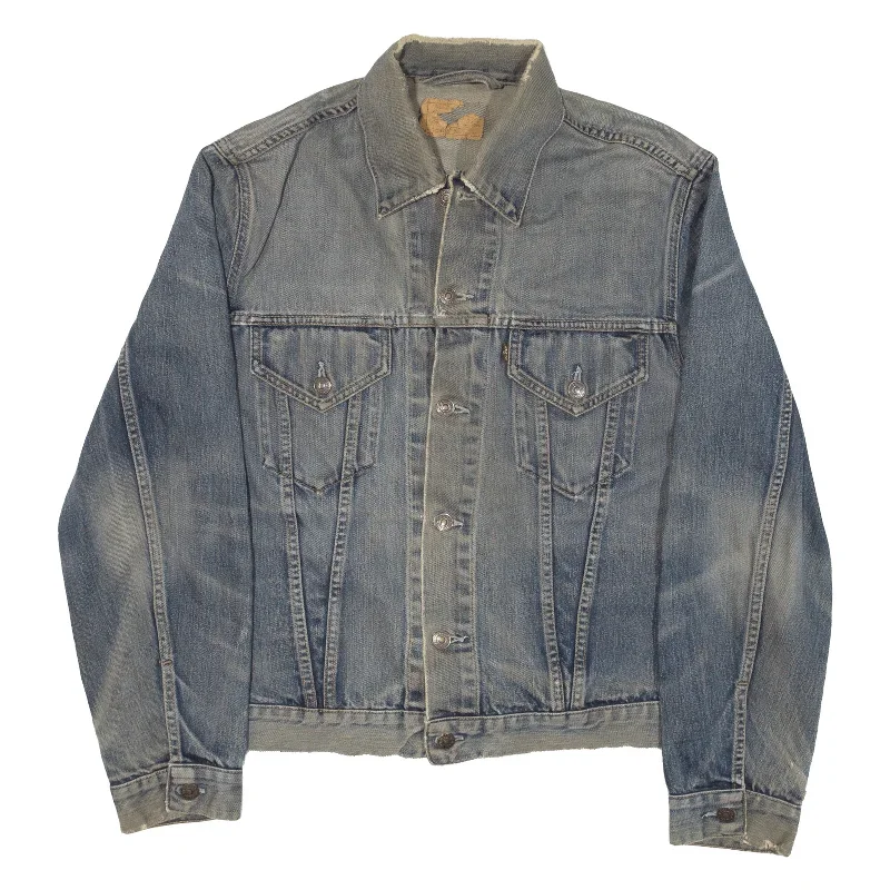 LEVI'S Distressed Mens Denim Jacket Blue L