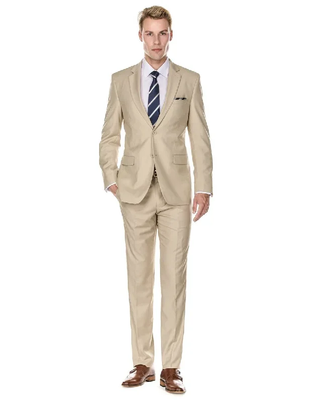 Mens 2 Button Modern Fit Suit Tan