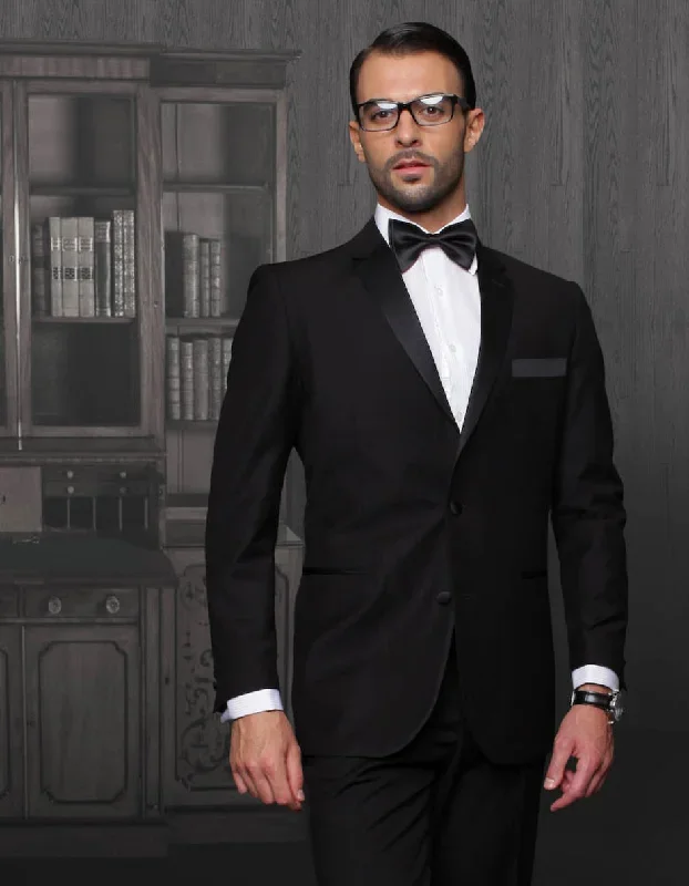 Mens 2 Button Modern Fit Wool Tuxedo in Black