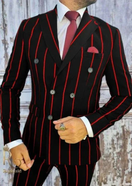 Burgundy and White Pinstripe