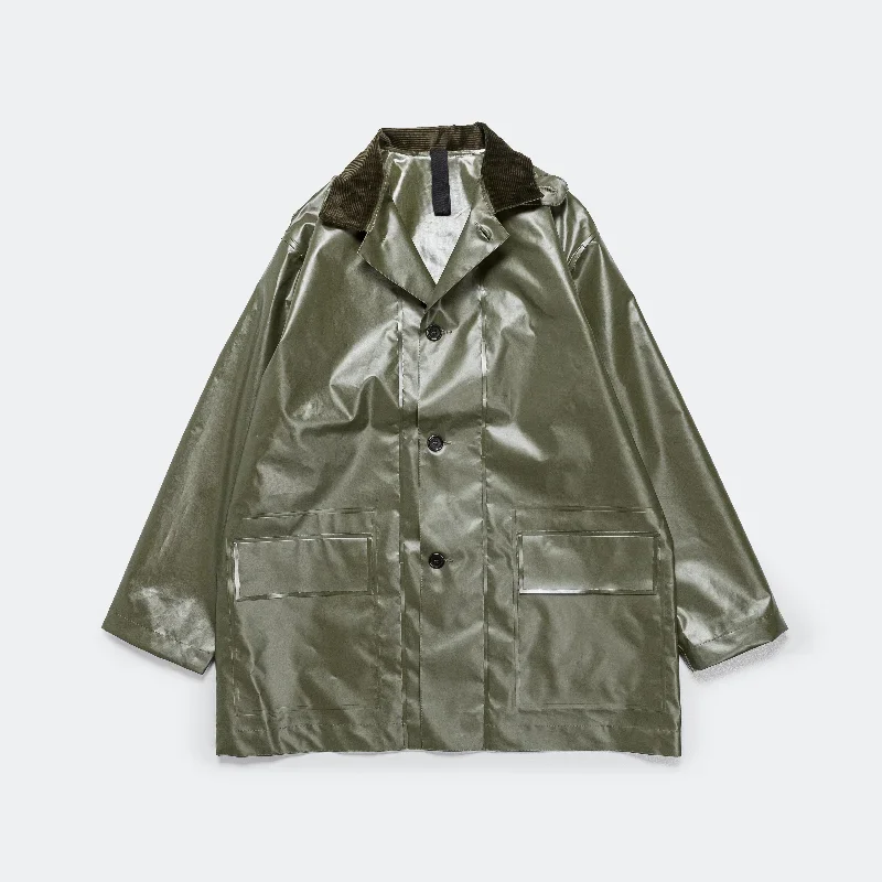 Welded Mac Coat - Army Green PVC Coating