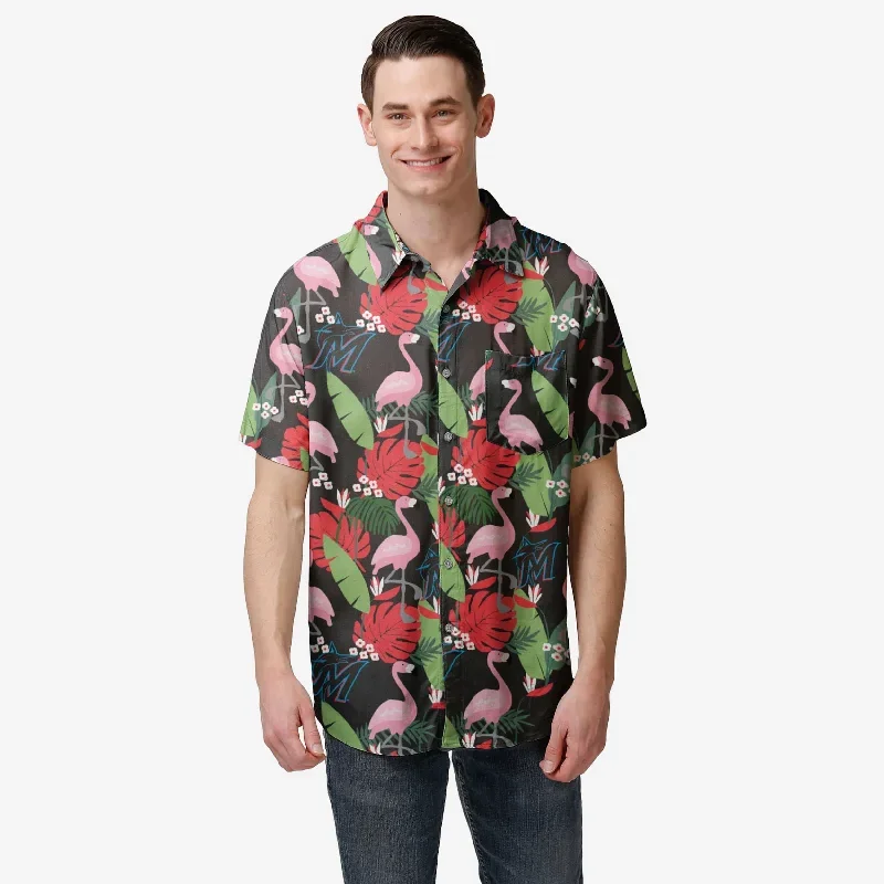 Miami Marlins Floral Button Up Shirt