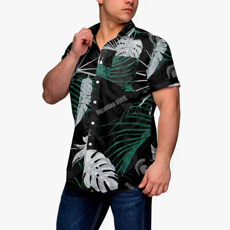 Michigan State Spartans Neon Palm Button Up Shirt