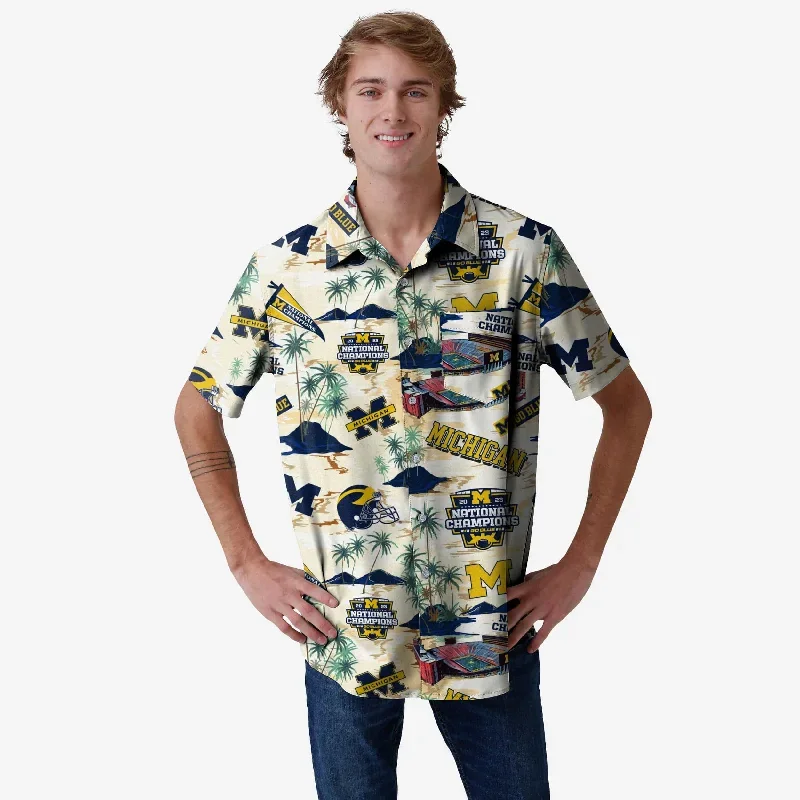 Michigan Wolverines 2024 Football National Champions Floral Button Up Shirt