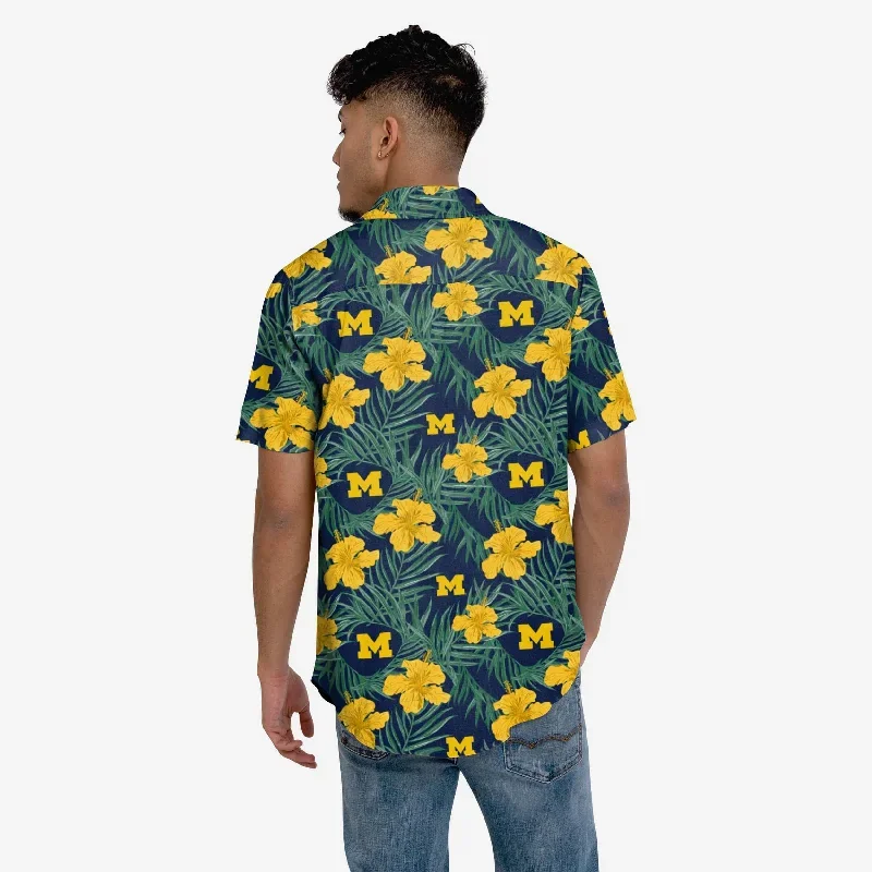 michigan-wolverines-hibiscus-button-up-shirt