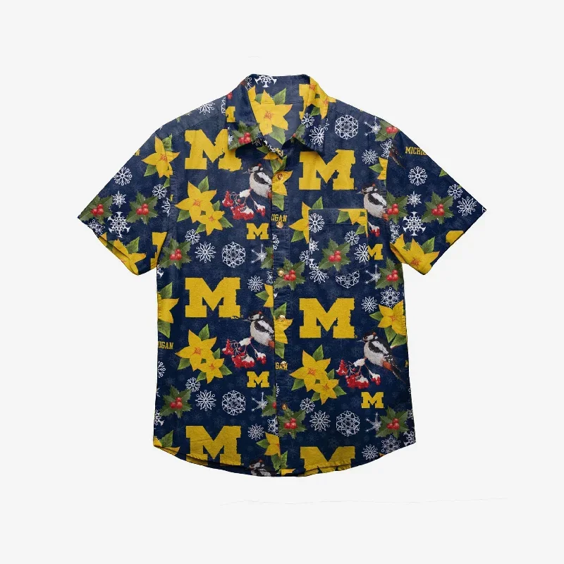 michigan-wolverines-mistletoe-button-up-shirt