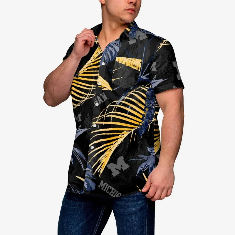 Michigan Wolverines Neon Palm Button Up Shirt