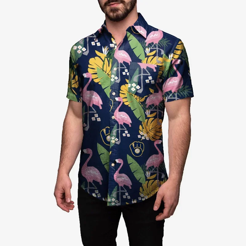 Milwaukee Brewers Floral Button Up Shirt