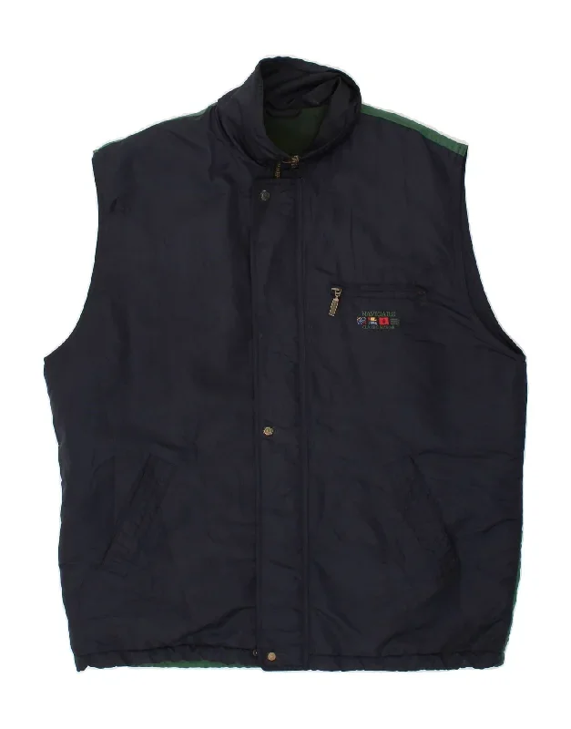 NAVIGARE Mens Padded Gilet UK 40 Large Navy Blue Colourblock