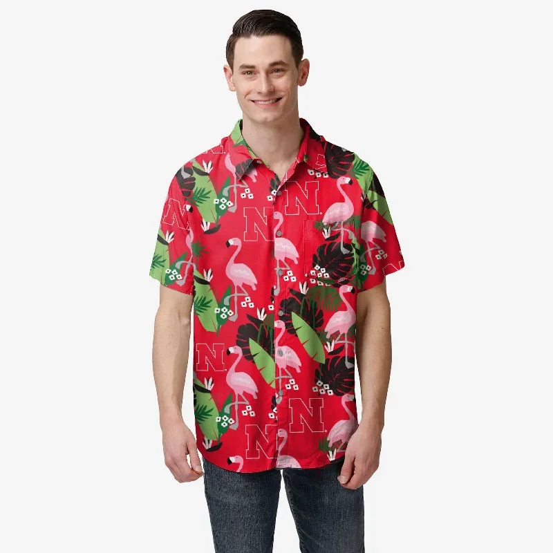 Nebraska Cornhuskers Floral Button Up Shirt