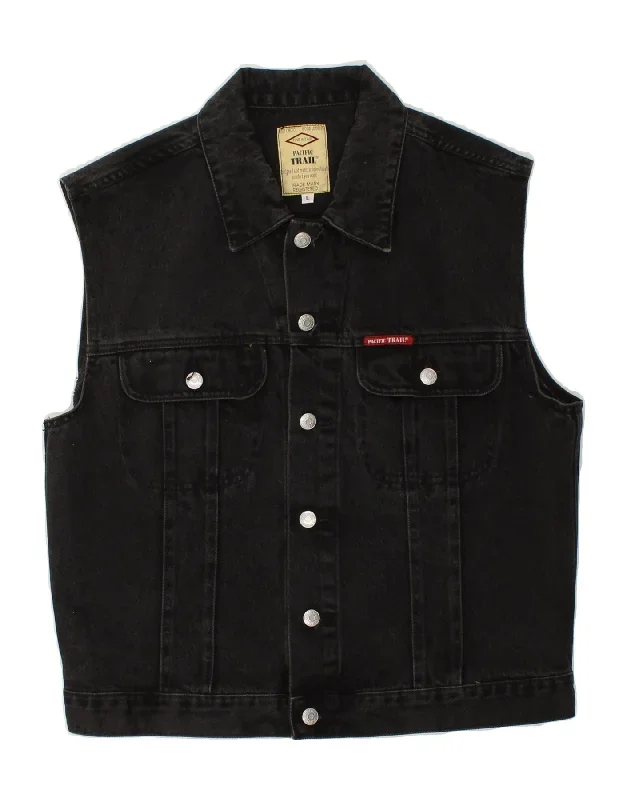 PACIFIC TRAIL Mens Denim Gilet UK 40 Large Black Cotton