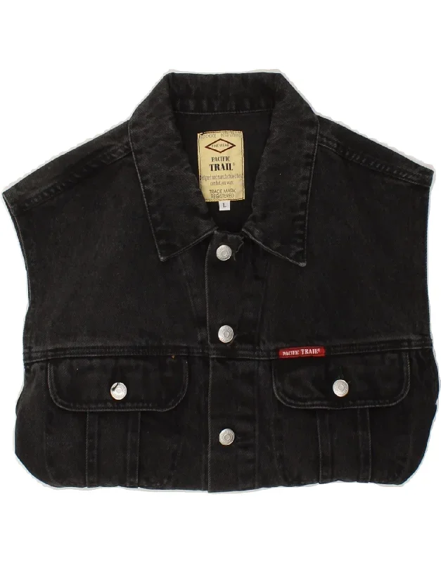 pacific-trail-mens-denim-gilet-uk-40-large-black-cotton