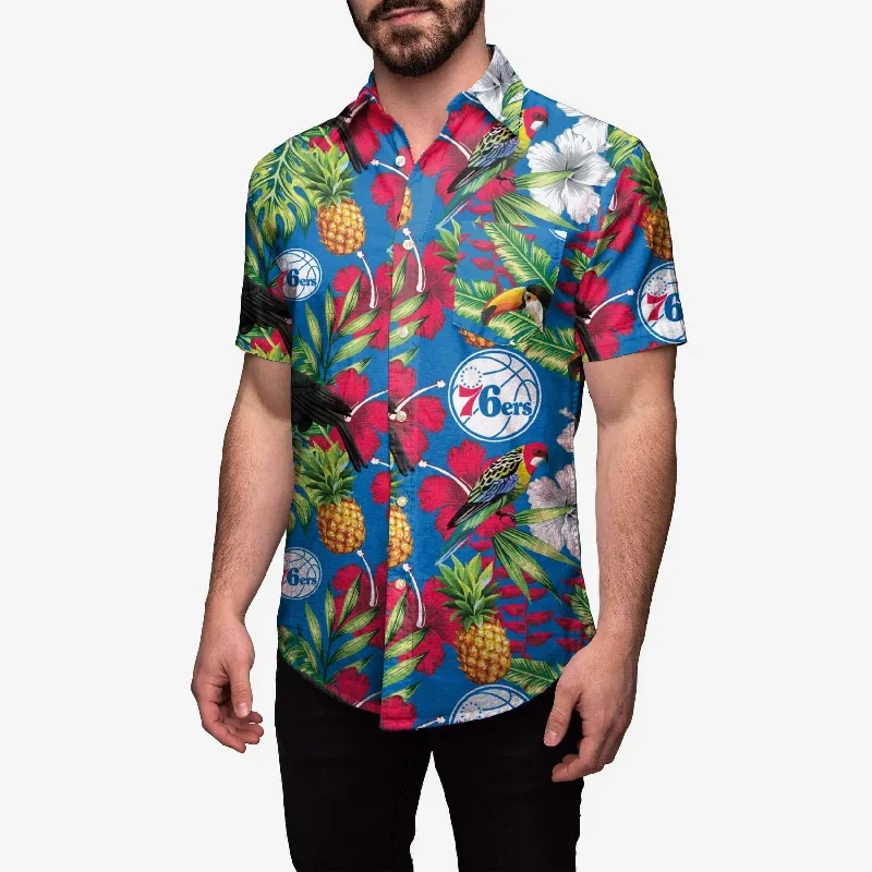 Philadelphia 76ers Floral Button Up Shirt