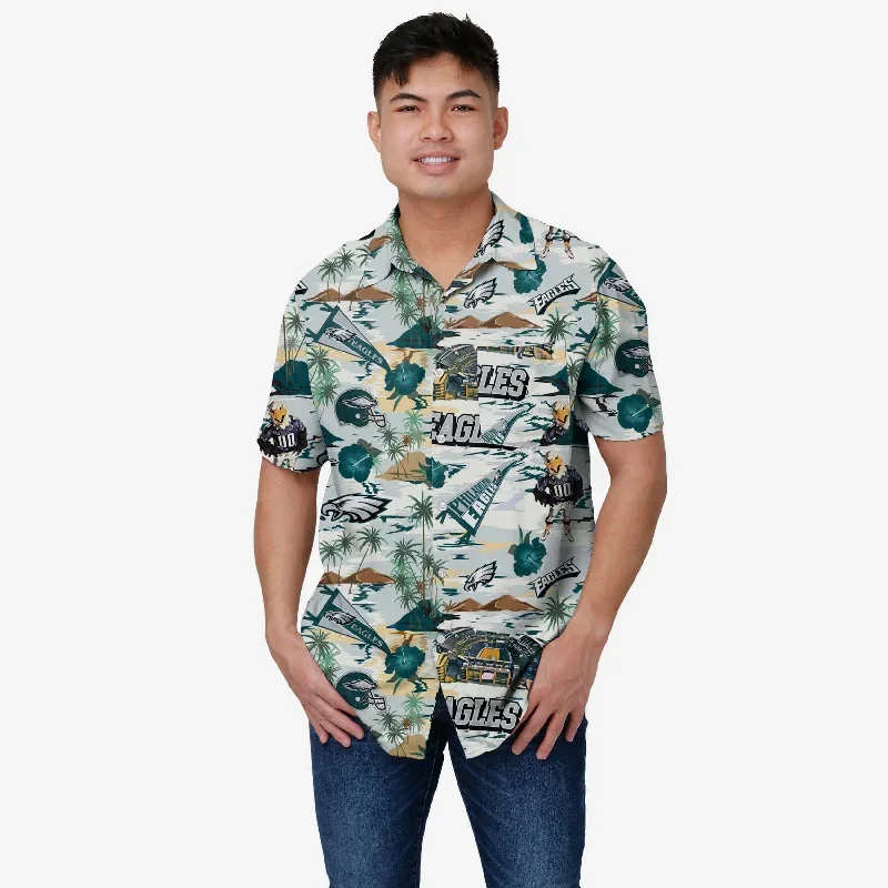 Philadelphia Eagles Thematic Stadium Print Button Up Shirt