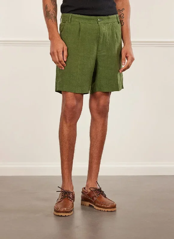 pleated-linen-shorts-forest