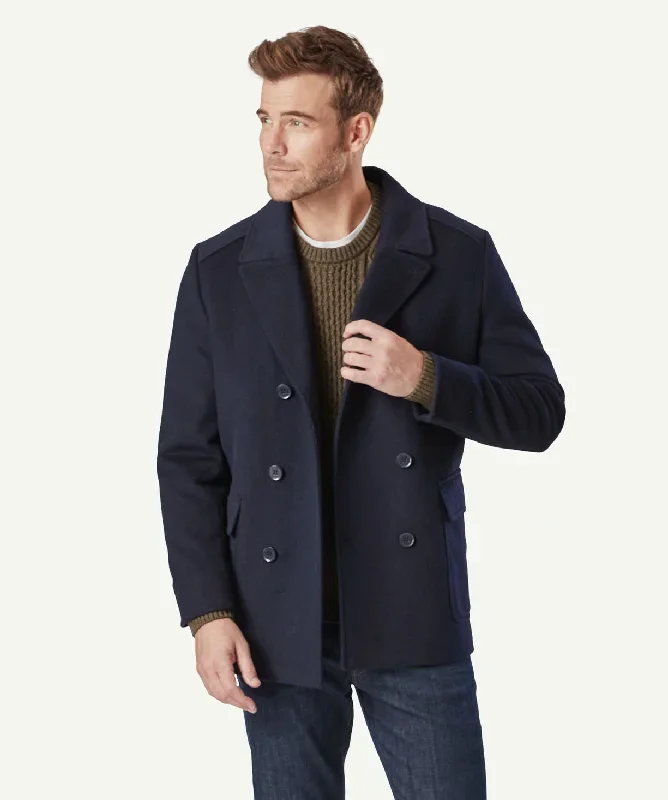 Richmond Wool Pea Coat - Navy