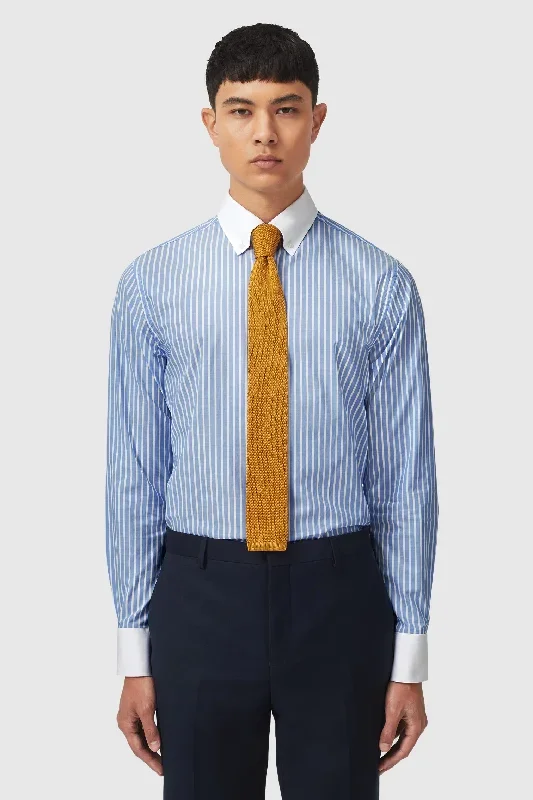 Berwick Slim Fit Blue Stripe Cotton Shirt - ARCHIVE