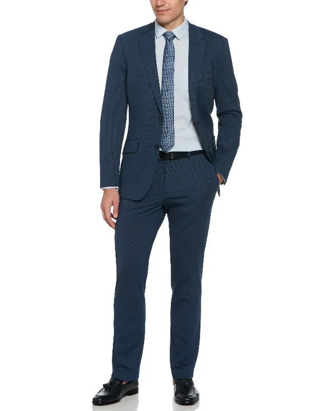 Slim Fit Azure Pindot Stretch Knit Suit