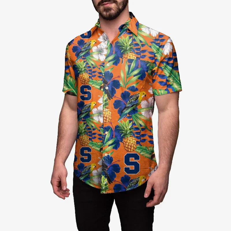 Syracuse Orange Floral Button Up Shirt