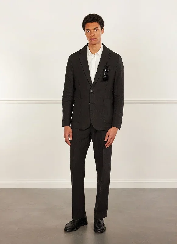 Tailored Linen Blazer | Black