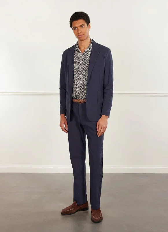 Tailored Seersucker Blazer | Navy