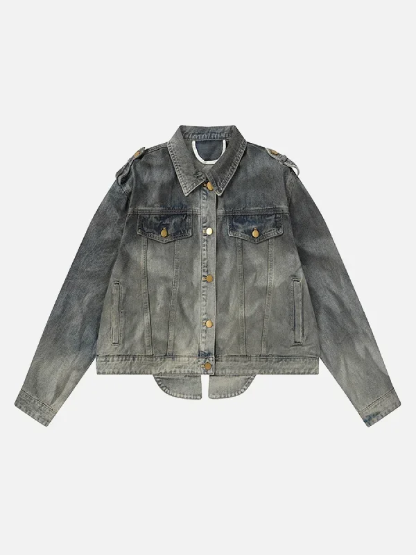 Thesupermade American Street Fashion Heavy Industry Washed Denim Jacket