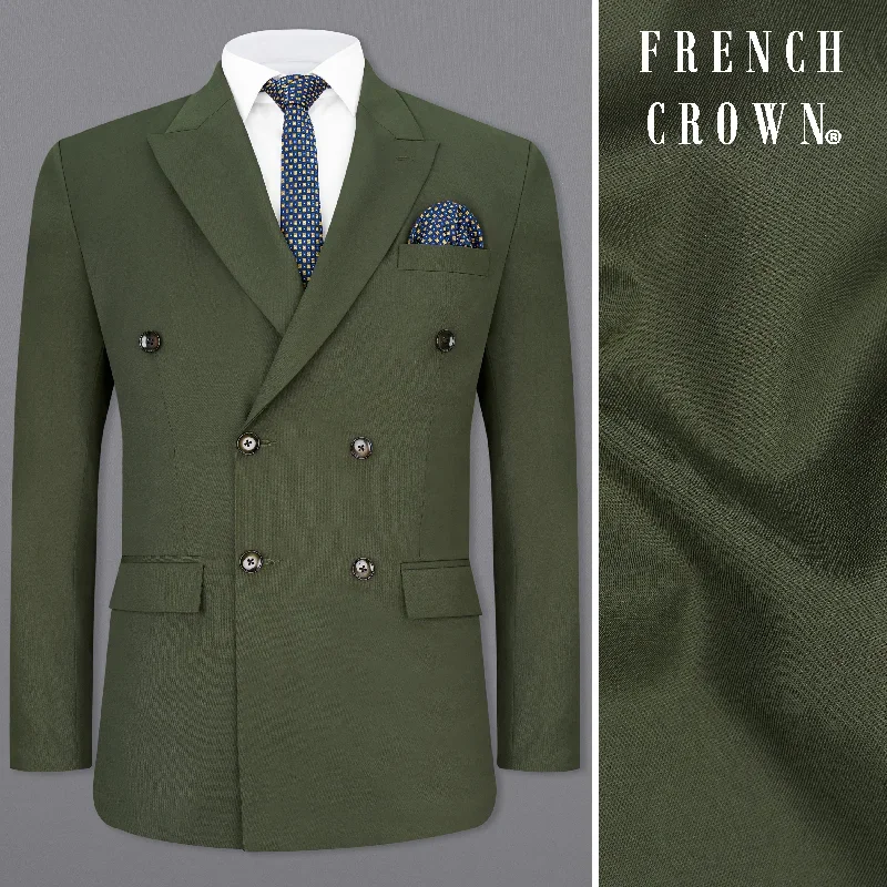 Twill Green Double Breasted Blazer