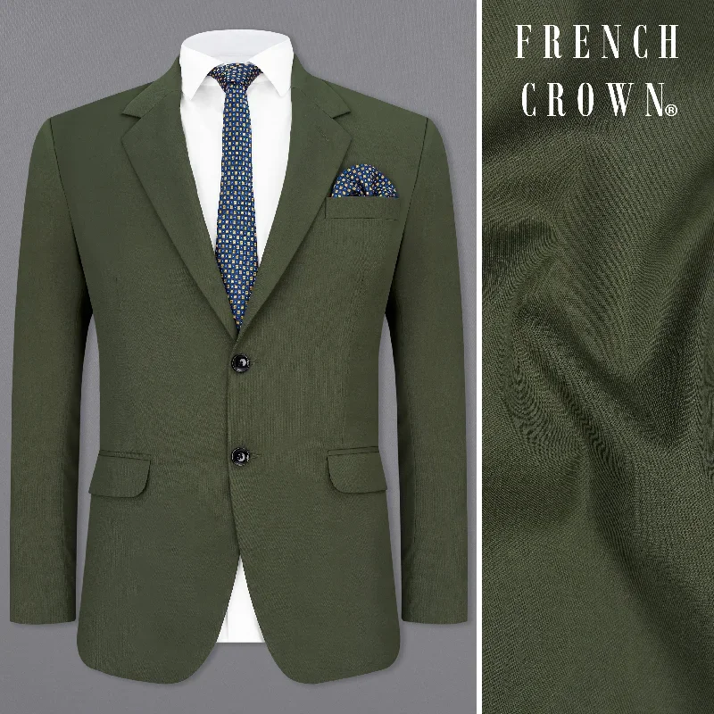 Twill Green Single Breasted Blazer