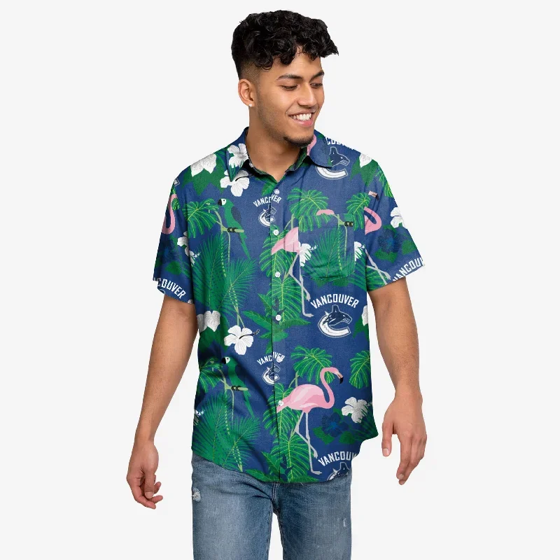 Vancouver Canucks Floral Button Up Shirt