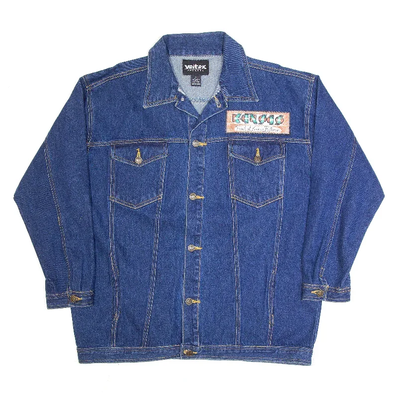 VELTEX APPAREL Customised Blue 90s Denim Jacket Mens L