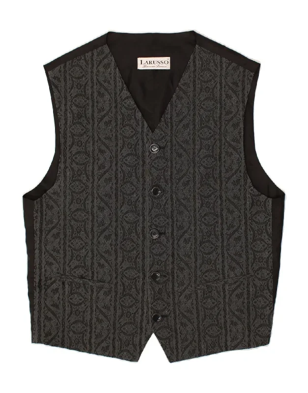 VINTAGE Mens Abstract Pattern Waistcoat IT 52 Large Black Fair Isle