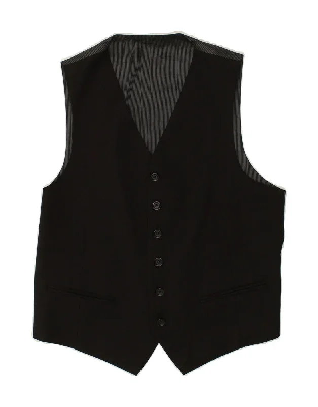 VINTAGE Mens Waistcoat IT 48 Medium Black Striped