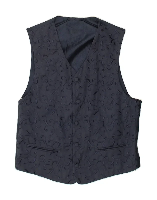 VINTAGE Mens Waistcoat Medium Navy Blue