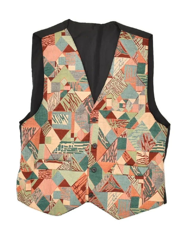 VINTAGE Mens Waistcoat Small Multicoloured Patchwork