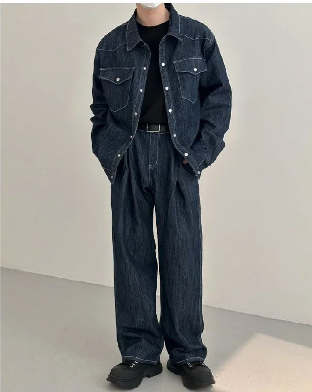 Washed Denim Tooling Style Suit