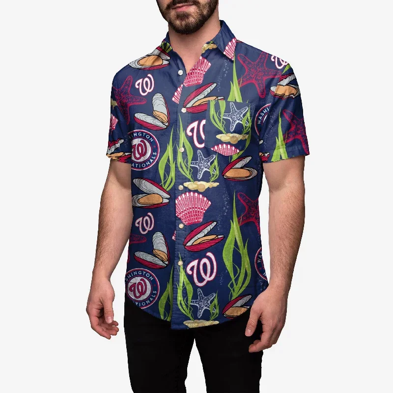 Washington Nationals Floral Button Up Shirt