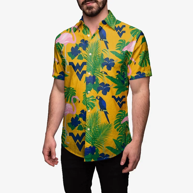 West Virginia Mountaineers Floral Button Up Shirt